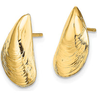 14K Yellow Gold Mussel Shell Button Earrings - Polished Finish by 0