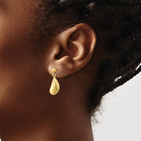 14K Yellow Gold Mussel Shell Dangle Earrings - Polished Finish 20.5mm Length by 0