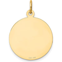 14K Yellow Gold "My Confirmation" Round Pendant with Engraved Dove Motif by Oro Pregiato