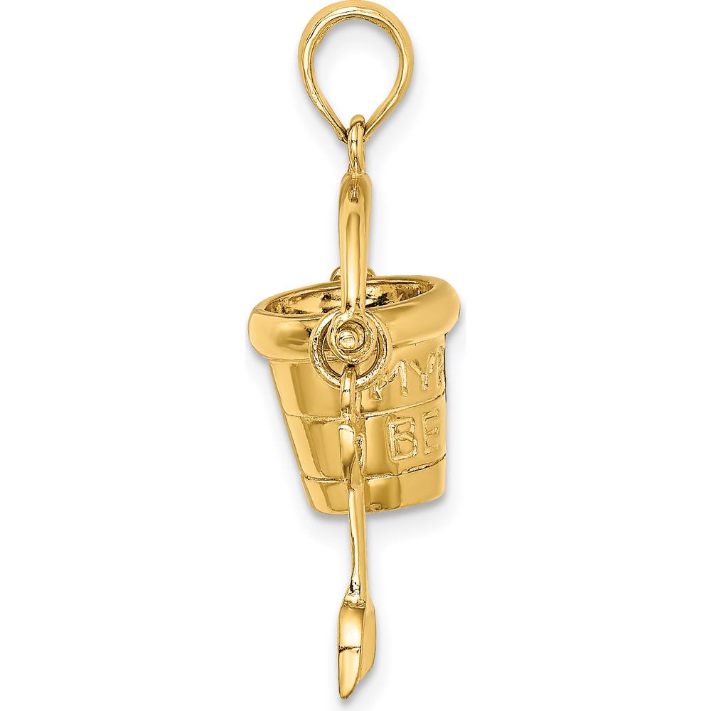 14K Yellow Gold Myrtle Beach 3D Bucket and Moveable Shovel Charm by Oro Pregiato