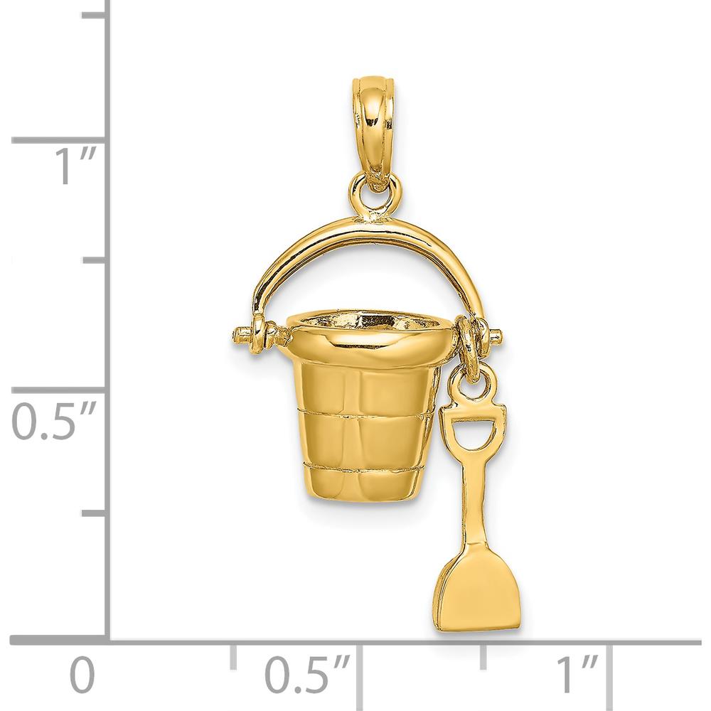14K Yellow Gold Myrtle Beach 3D Bucket and Moveable Shovel Charm by Oro Pregiato