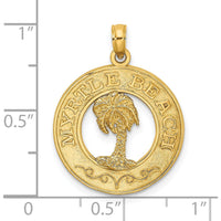 14K Yellow Gold Myrtle Beach Palm Tree Circle Charm by Oro Pregiato