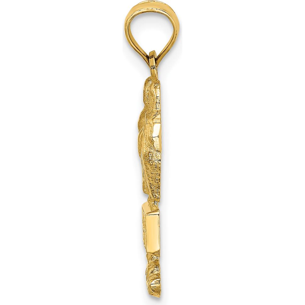 14K Yellow Gold Myrtle Beach Palm Tree Pendant Charm - Polished Finish by Oro Pregiato
