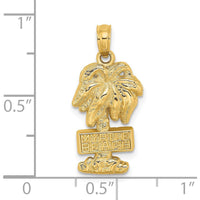14K Yellow Gold Myrtle Beach Palm Tree Pendant Charm - Polished Finish by Oro Pregiato