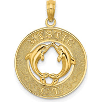 14K Yellow Gold Mystic CT Dolphin Pendant Charm by Oro Pregiato