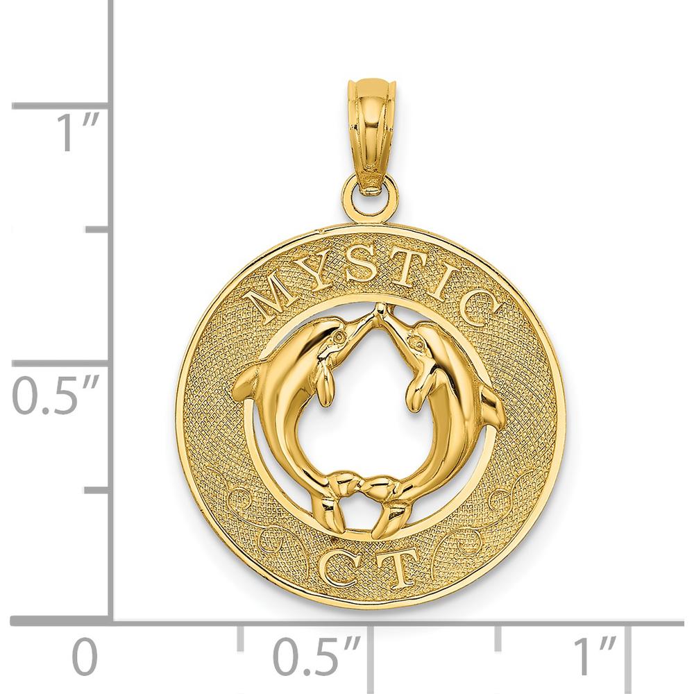 14K Yellow Gold Mystic CT Dolphin Pendant Charm by Oro Pregiato