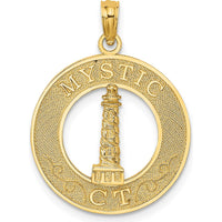 14K Yellow Gold Mystic CT Lighthouse Pendant by Oro Pregiato