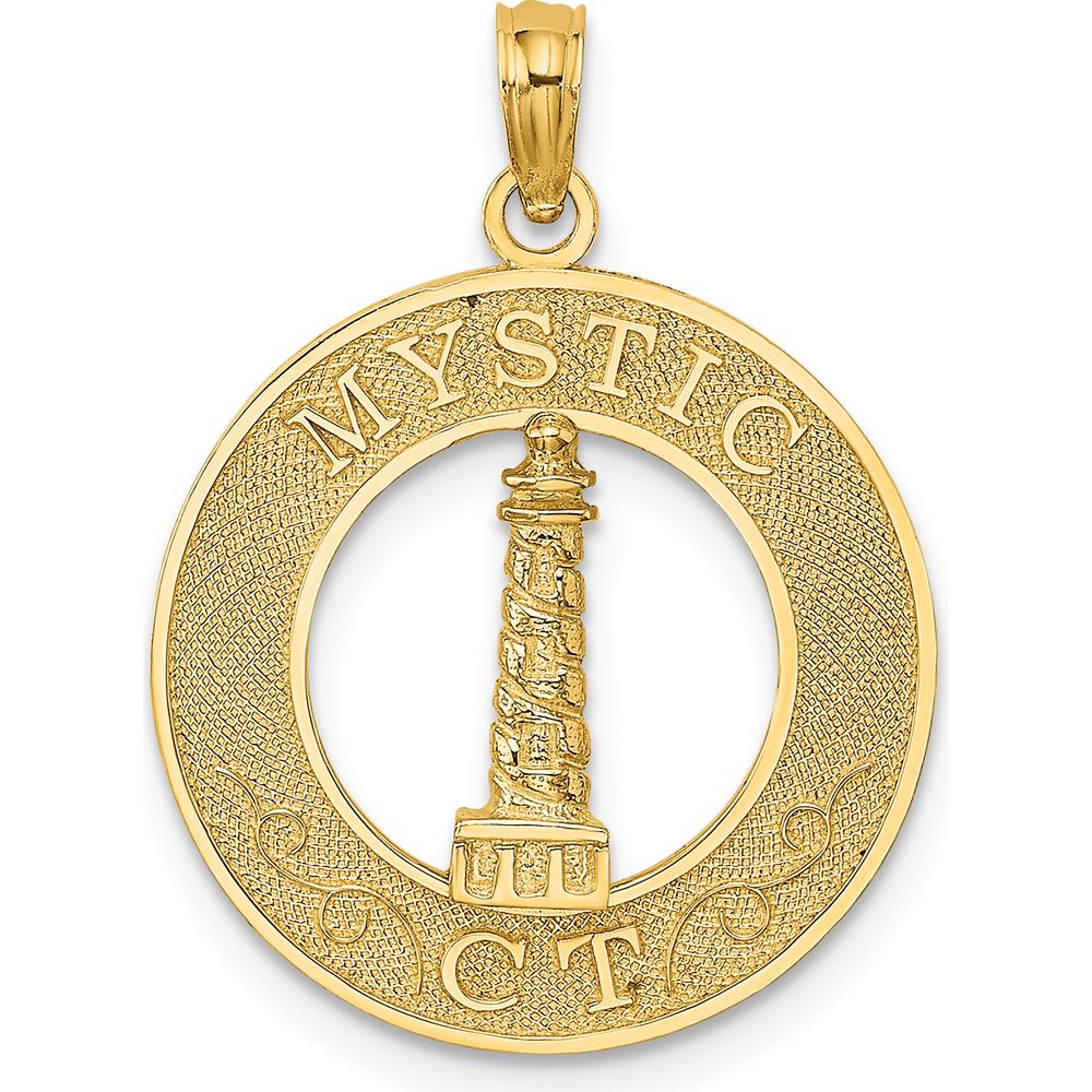 14K Yellow Gold Mystic CT Lighthouse Pendant by Oro Pregiato