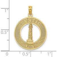 14K Yellow Gold Mystic CT Lighthouse Pendant by Oro Pregiato