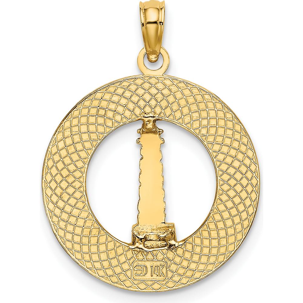 14K Yellow Gold Mystic CT Lighthouse Pendant by Oro Pregiato