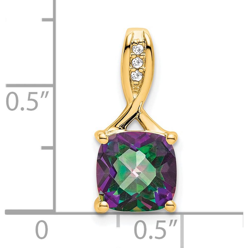 14K Yellow Gold Mystic Fire Topaz and Diamond Pendant with Cushion Cut Gemstone - 2.9 Carat Total Weight by Lumare Gioia