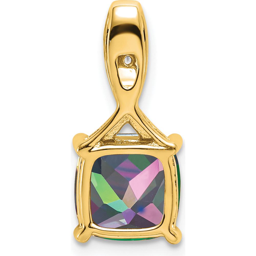 14K Yellow Gold Mystic Fire Topaz and Diamond Pendant with Cushion Cut Gemstone - 2.9 Carat Total Weight by Lumare Gioia