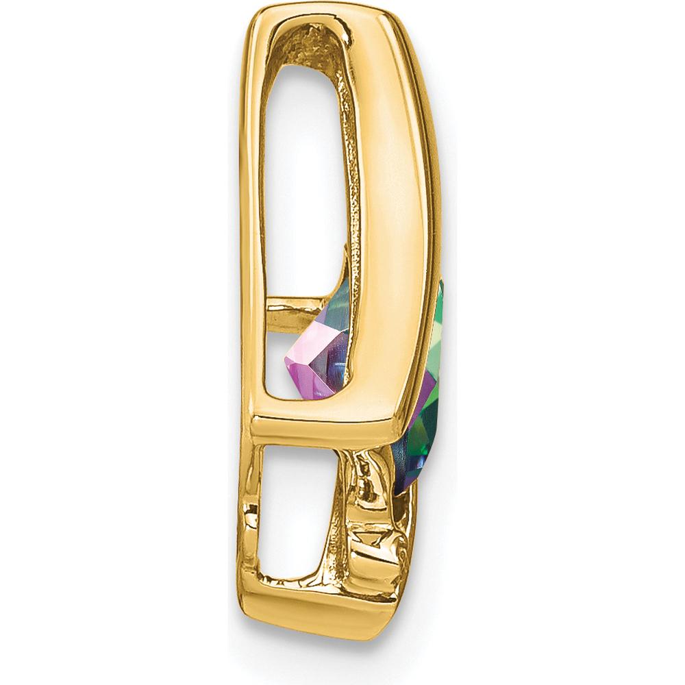 14K Yellow Gold Mystic Fire Topaz and Diamond Pendant with Cushion Cut Topaz - 5.1 Carat Total Topaz Weight by Lumare Gioia