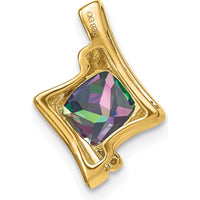 14K Yellow Gold Mystic Fire Topaz and Diamond Pendant with Cushion Cut Topaz - 5.1 Carat Total Topaz Weight by Lumare Gioia