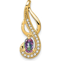 14K Yellow Gold Mystic Fire Topaz and Diamond Swirl Pendant - 0.57 Carat Topaz, 0.02 Carat Diamonds by Lumare Gioia