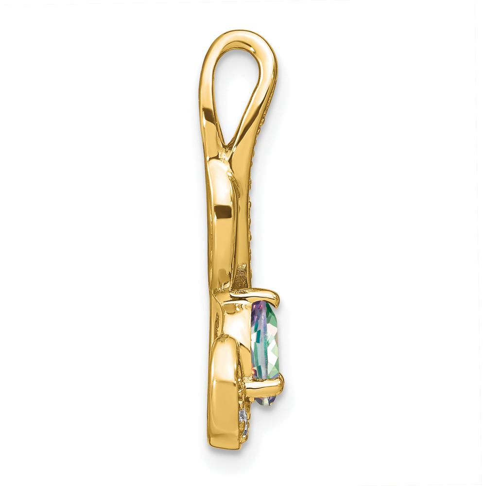 14K Yellow Gold Mystic Fire Topaz and Diamond Swirl Pendant - 0.57 Carat Topaz, 0.02 Carat Diamonds by Lumare Gioia