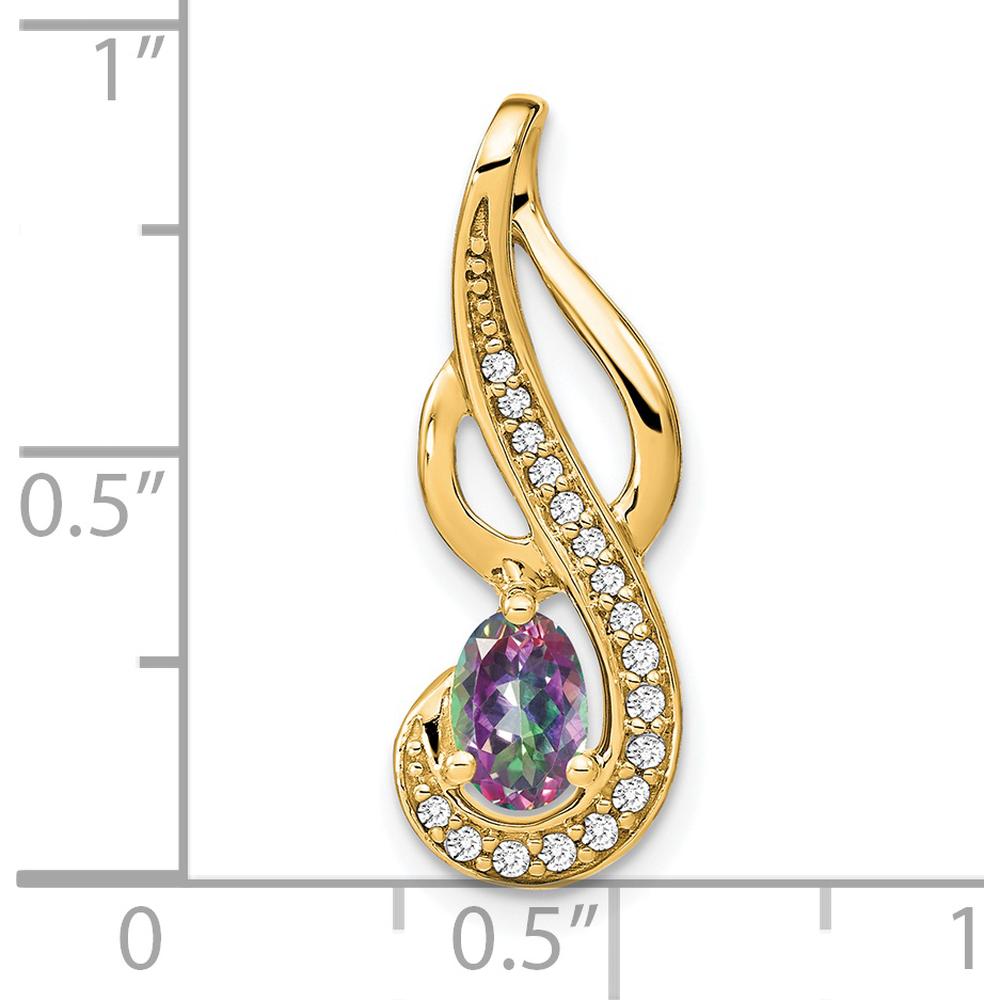 14K Yellow Gold Mystic Fire Topaz and Diamond Swirl Pendant - 0.57 Carat Topaz, 0.02 Carat Diamonds by Lumare Gioia