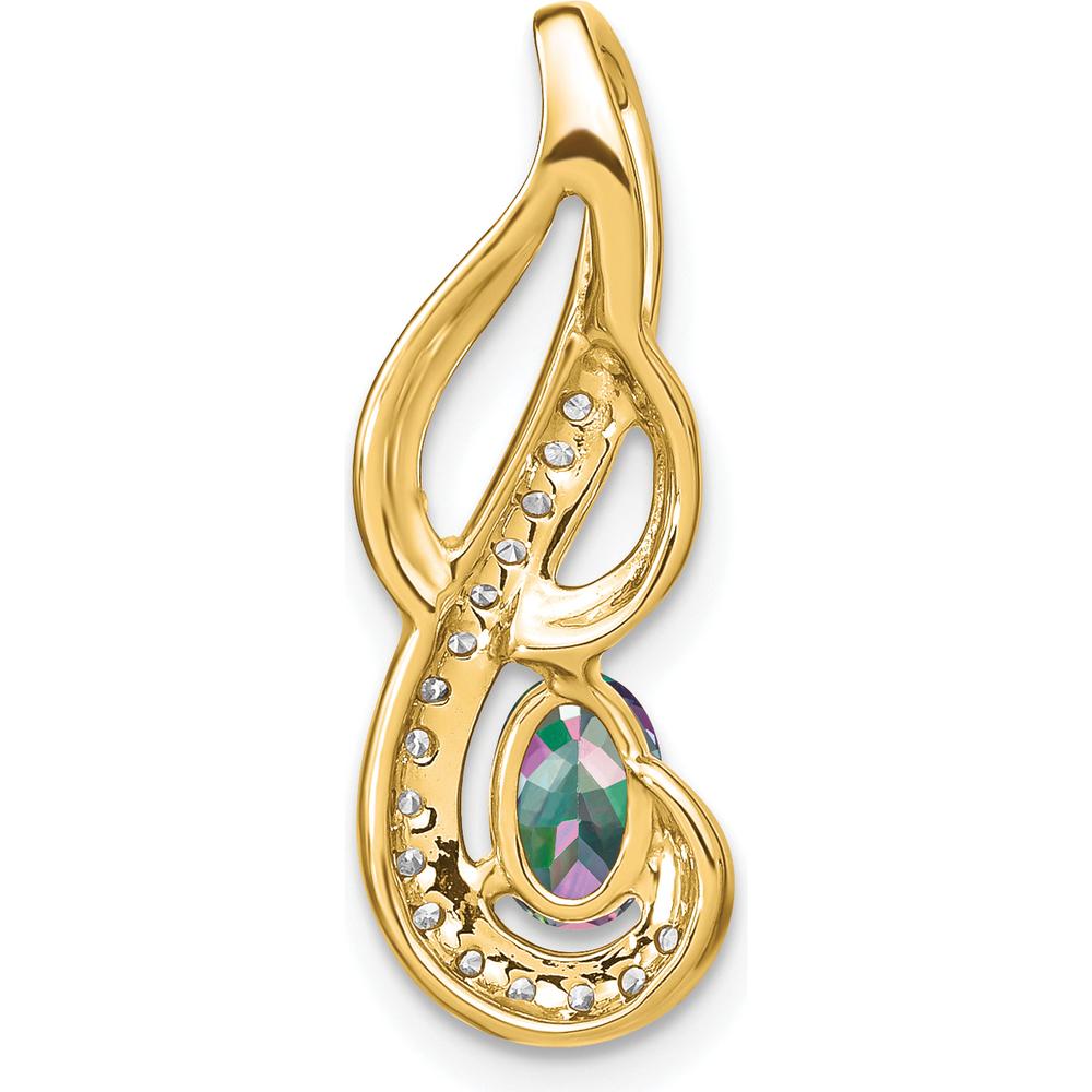 14K Yellow Gold Mystic Fire Topaz and Diamond Swirl Pendant - 0.57 Carat Topaz, 0.02 Carat Diamonds by Lumare Gioia