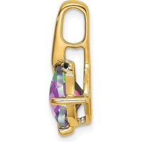 14K Yellow Gold Mystic Fire Topaz Checkerboard Cut Pendant with Diamond - 1.75 Carat Total Topaz Weight by Lumare Gioia