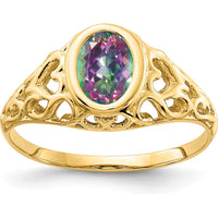 14K Yellow Gold Mystic Fire Topaz Ring with 1.05 Carat Oval Faceted Stone by Monteluci Fine Jewelry