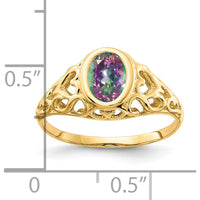 14K Yellow Gold Mystic Fire Topaz Ring with 1.05 Carat Oval Faceted Stone by Monteluci Fine Jewelry
