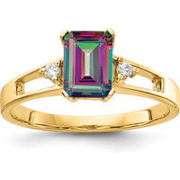 14K Yellow Gold Mystic Fire Topaz Ring with Diamond Accents - 1.22 Carat Total Gemstone Weight by Monteluci Fine Jewelry