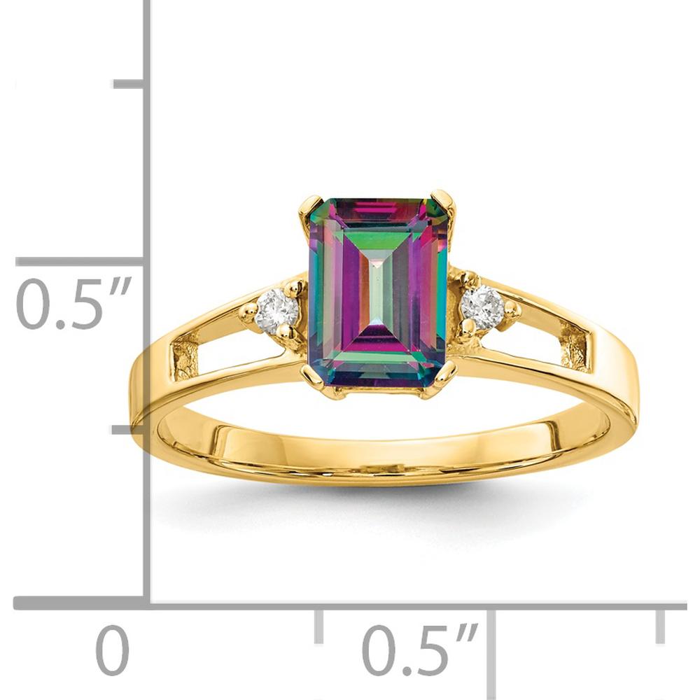14K Yellow Gold Mystic Fire Topaz Ring with Diamond Accents - 1.22 Carat Total Gemstone Weight by Monteluci Fine Jewelry