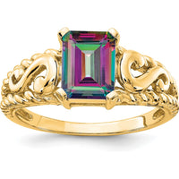 14K Yellow Gold Mystic Topaz Octagon Ring - 0.9 Carat Total Mystic Fire Topaz Weight by Monteluci Fine Jewelry