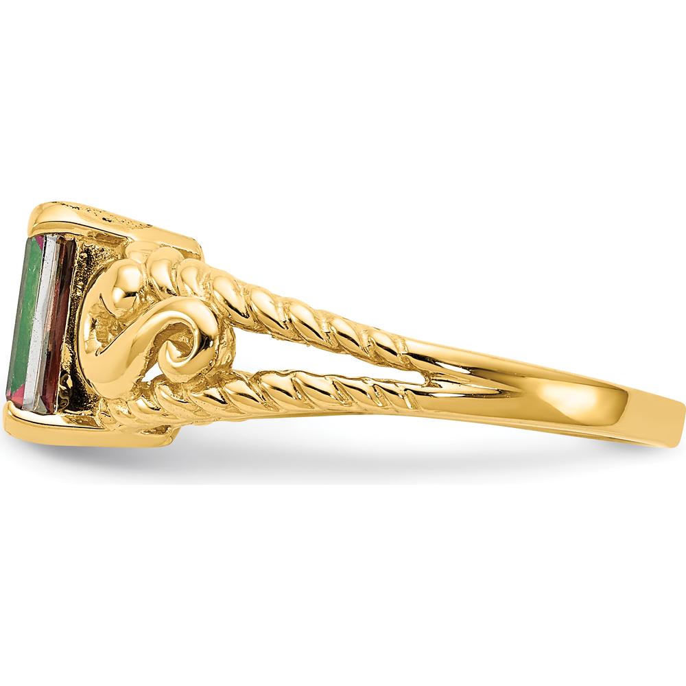 14K Yellow Gold Mystic Topaz Octagon Ring - 0.9 Carat Total Mystic Fire Topaz Weight by Monteluci Fine Jewelry