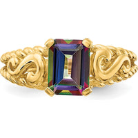 14K Yellow Gold Mystic Topaz Octagon Ring - 0.9 Carat Total Mystic Fire Topaz Weight by Monteluci Fine Jewelry