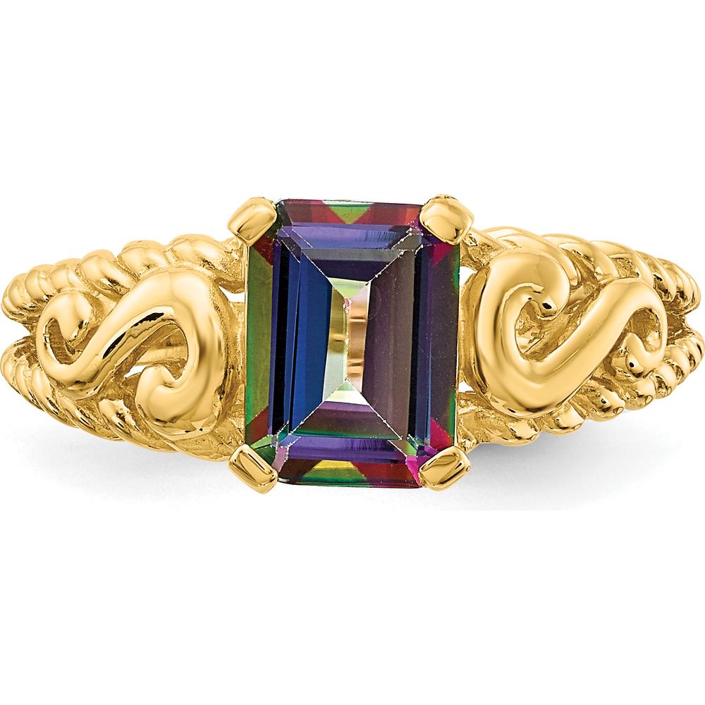 14K Yellow Gold Mystic Topaz Octagon Ring - 0.9 Carat Total Mystic Fire Topaz Weight by Monteluci Fine Jewelry