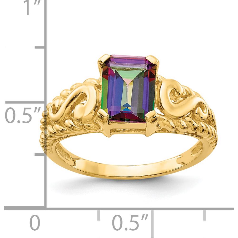 14K Yellow Gold Mystic Topaz Octagon Ring - 0.9 Carat Total Mystic Fire Topaz Weight by Monteluci Fine Jewelry