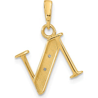 14K Yellow Gold "N" Initial Pendant with Round Diamonds - 0.01 Carat Total Diamond Weight by Oro Pregiato