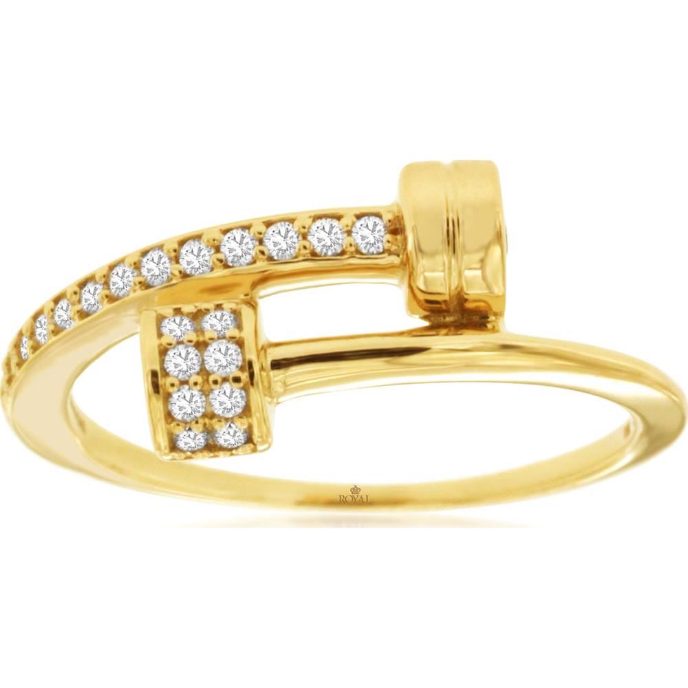 14K Yellow Gold Nail-Inspired Diamond Ring with Round Diamonds - 0.22 Carat Total Diamond Weight - Royal Jewelry