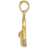 14K Yellow Gold Nantucket Basket Charm Pendant with Textured Weave Design by Oro Pregiato