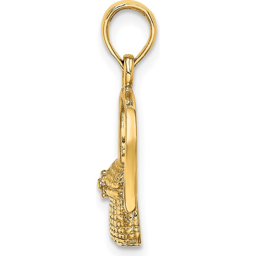 14K Yellow Gold Nantucket Basket Charm Pendant with Textured Weave Design by Oro Pregiato