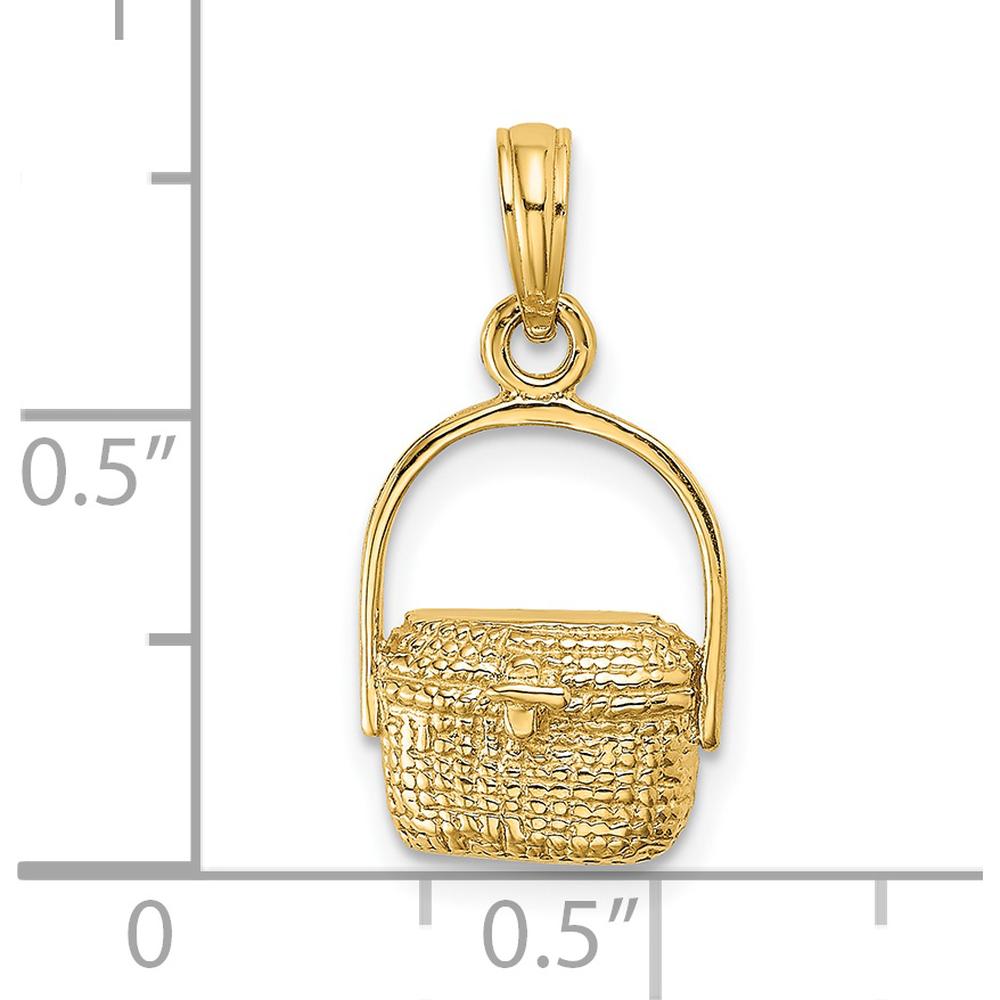 14K Yellow Gold Nantucket Basket Charm Pendant with Textured Weave Design by Oro Pregiato