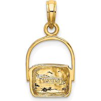 14K Yellow Gold Nantucket Basket Charm Pendant with Textured Weave Design by Oro Pregiato