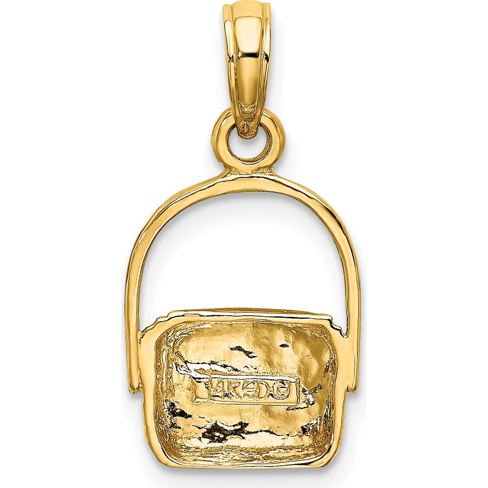 14K Yellow Gold Nantucket Basket Charm Pendant with Textured Weave Design by Oro Pregiato