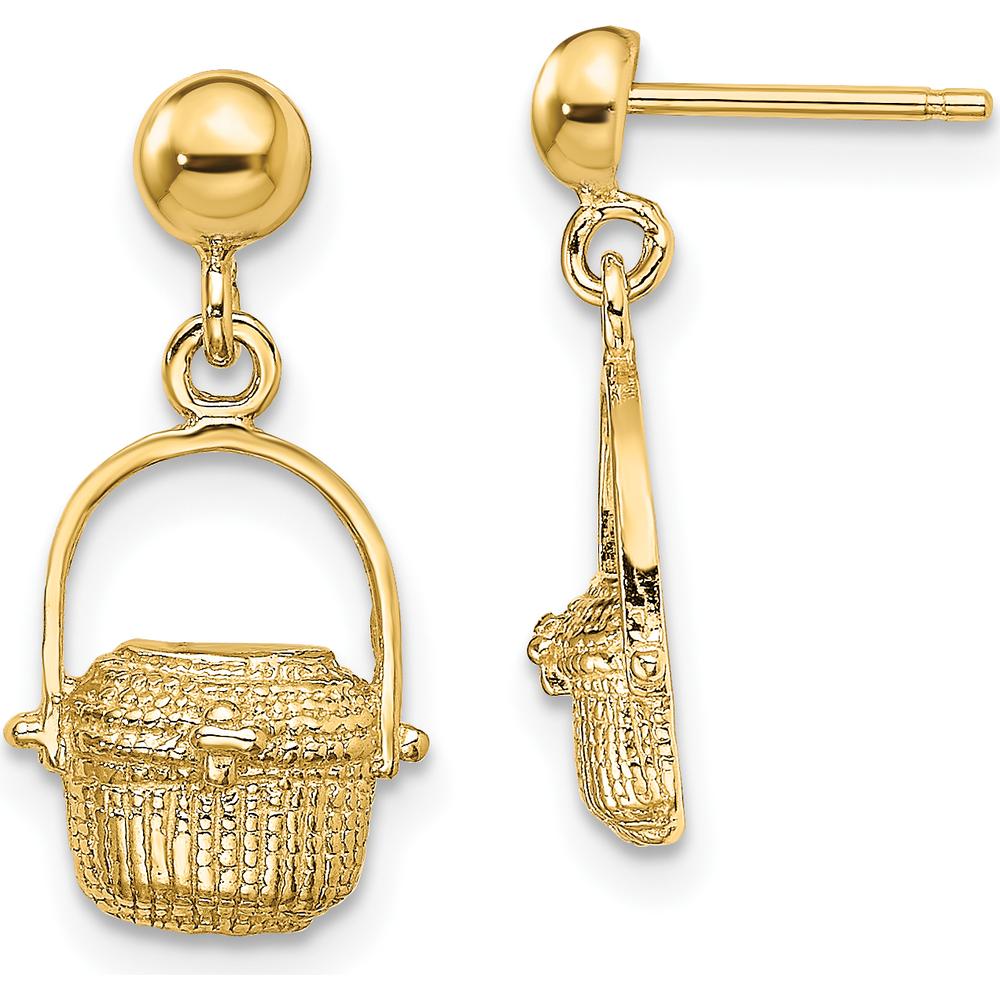 14K Yellow Gold Nantucket Basket Drop Earrings with Polished Finish by 0