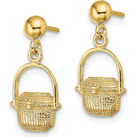 14K Yellow Gold Nantucket Basket Drop Earrings with Polished Finish by 0