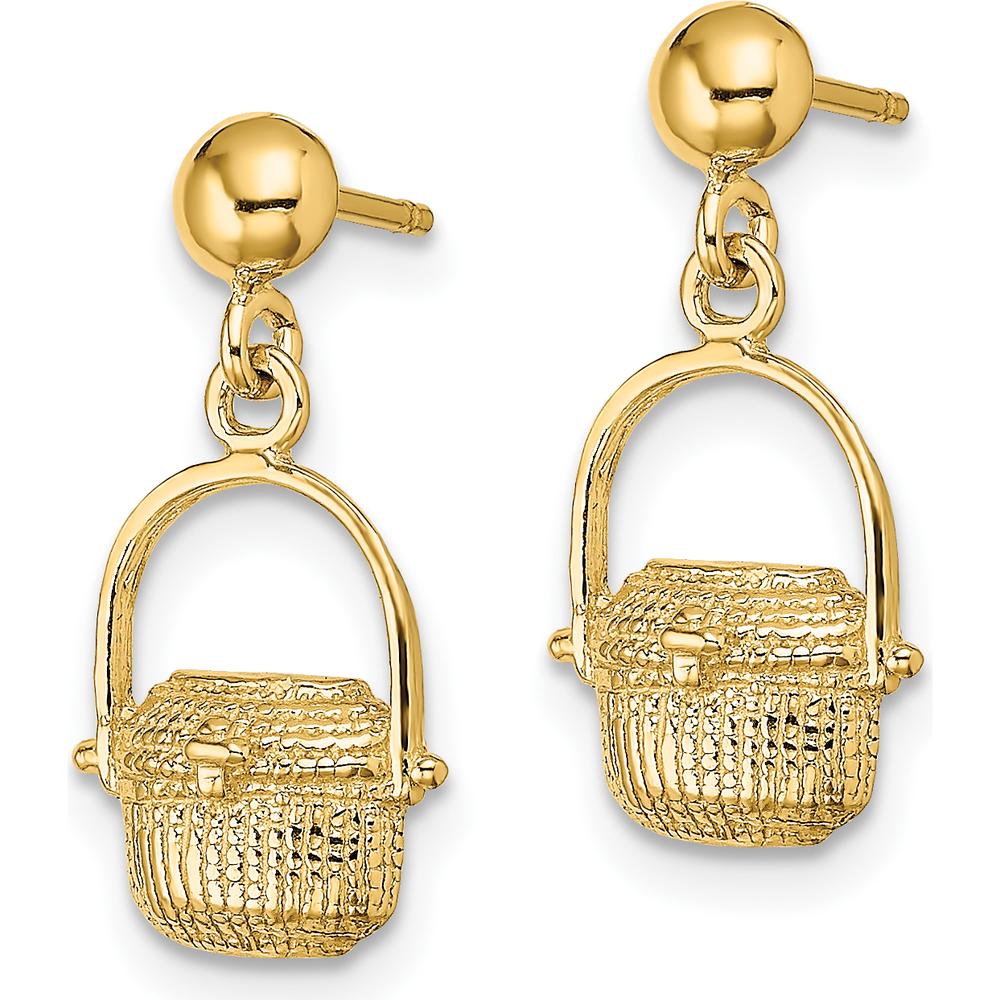 14K Yellow Gold Nantucket Basket Drop Earrings with Polished Finish by 0