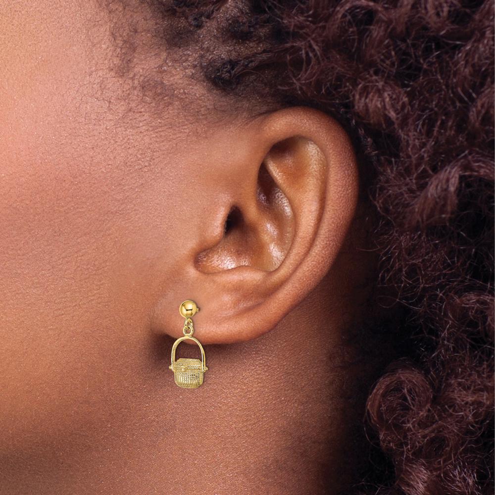 14K Yellow Gold Nantucket Basket Drop Earrings with Polished Finish by 0