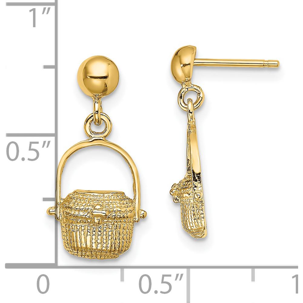 14K Yellow Gold Nantucket Basket Drop Earrings with Polished Finish by 0