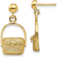 14K Yellow Gold Nantucket Basket Drop Earrings with Polished Finish by 0
