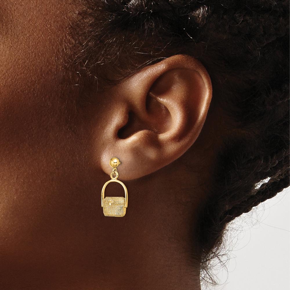 14K Yellow Gold Nantucket Basket Drop Earrings with Polished Finish by 0