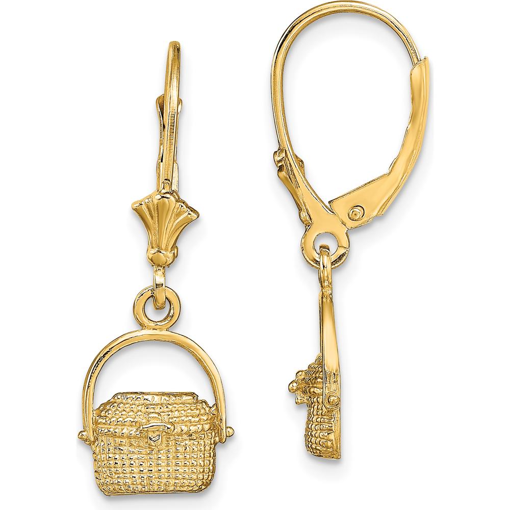 14K Yellow Gold Nantucket Basket Leverback Drop Earrings by 0