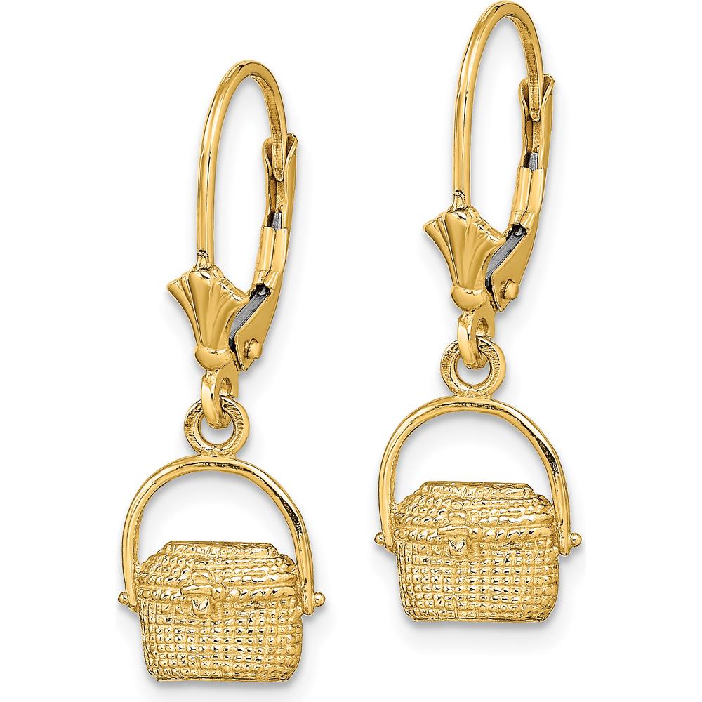 14K Yellow Gold Nantucket Basket Leverback Drop Earrings by 0