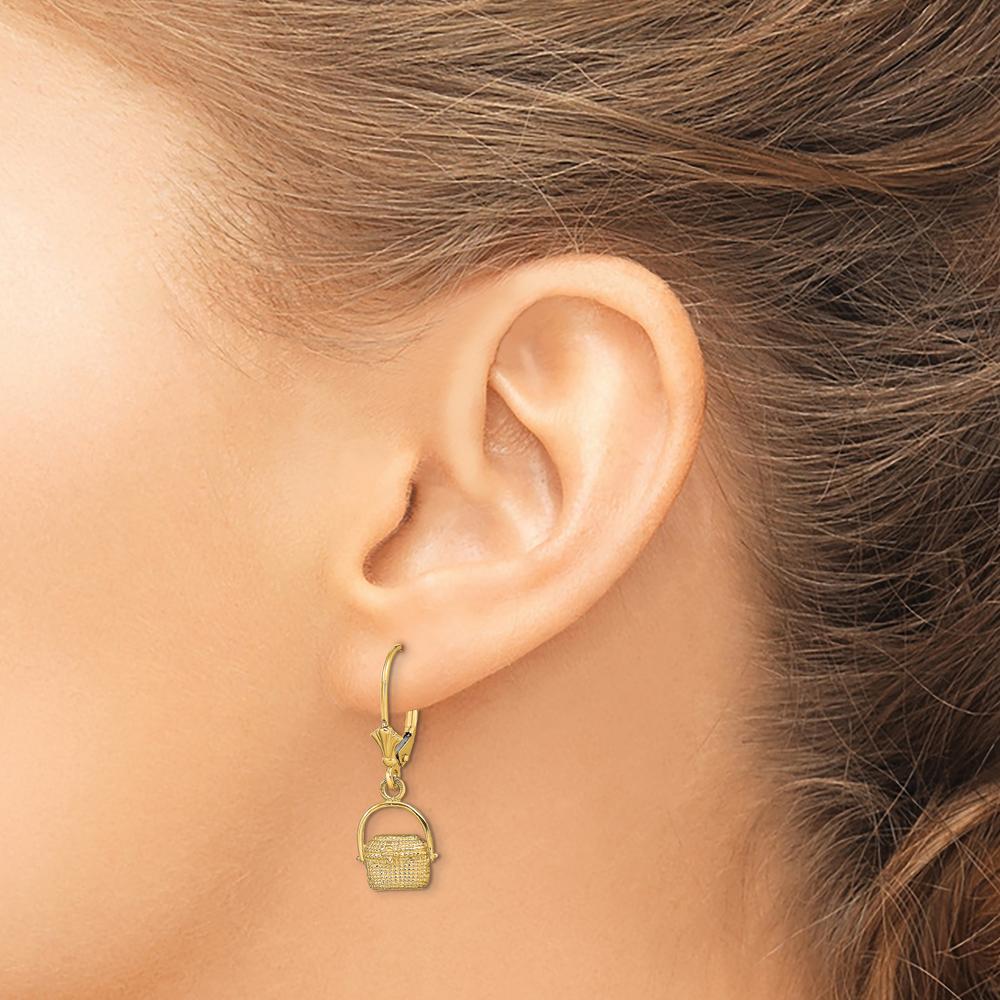 14K Yellow Gold Nantucket Basket Leverback Drop Earrings by 0