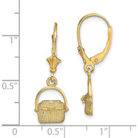 14K Yellow Gold Nantucket Basket Leverback Drop Earrings by 0